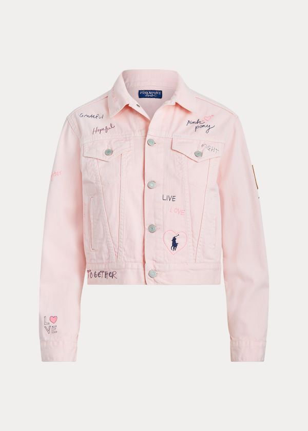 Women's Ralph Lauren Pink Pony Trucker Denim Jacket | 685923MWF